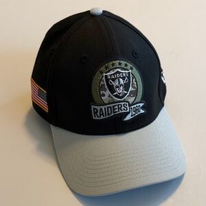 NFL Raiders Salute to Service Black and Gray Cap with Camo print detail